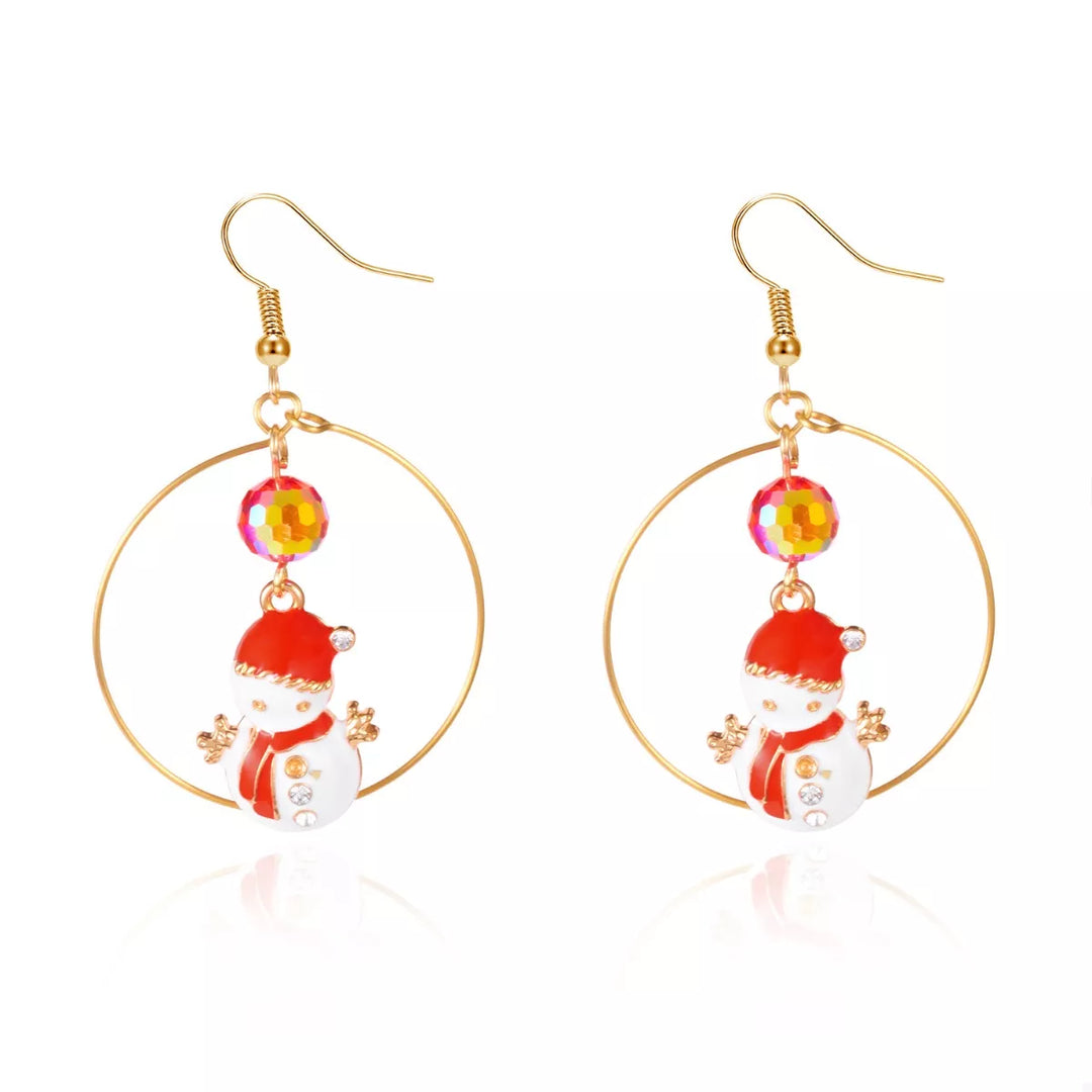 18K Gold-Plated Snowman Christmas Holiday Earrings | Earrings Daverri Fashions