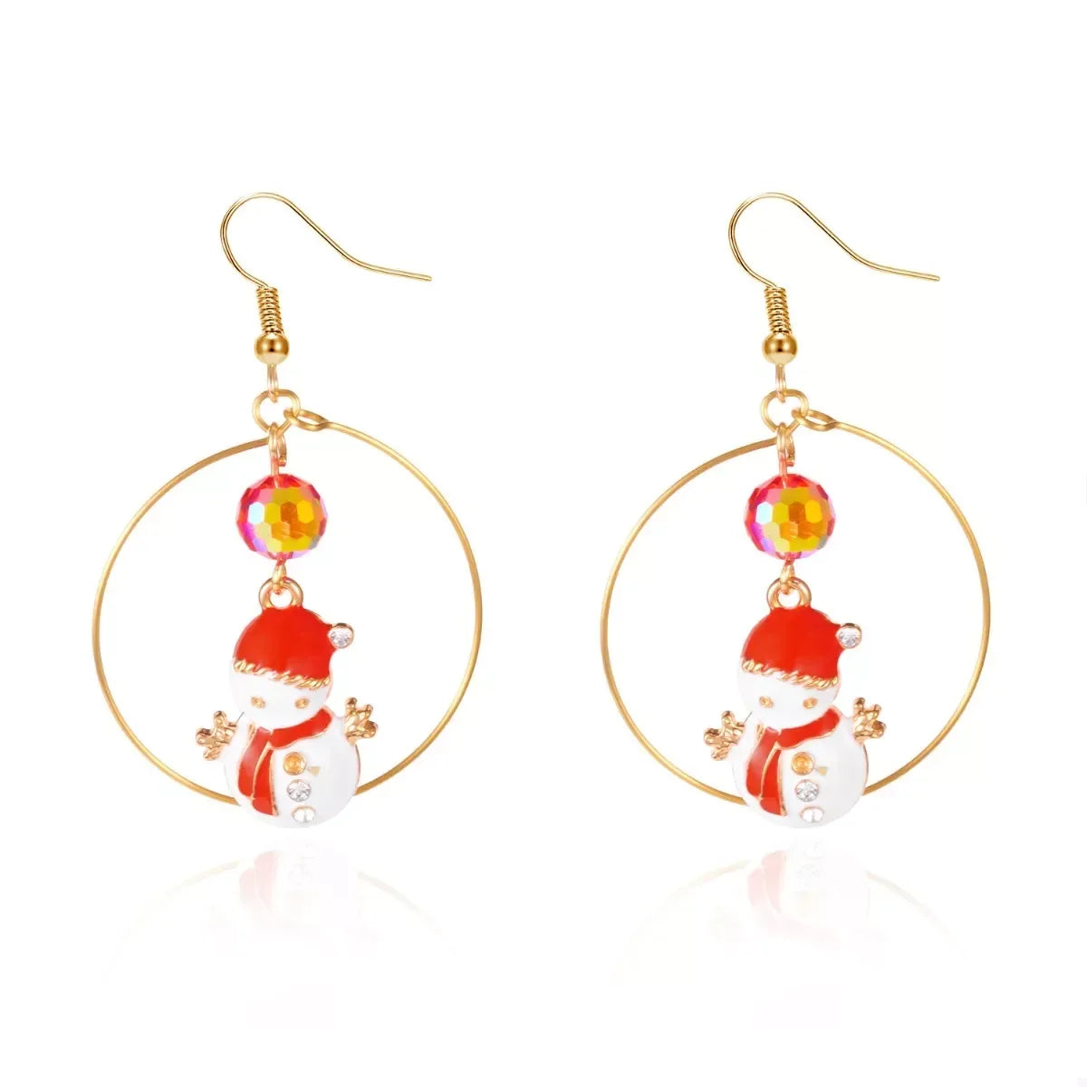 18K Gold-Plated Snowman Christmas Holiday Earrings - DAVERRI FASHIONS