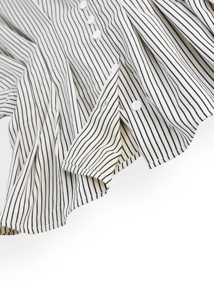 Striped Short Sleeve Button-Up Shirt | Daverri Fashions