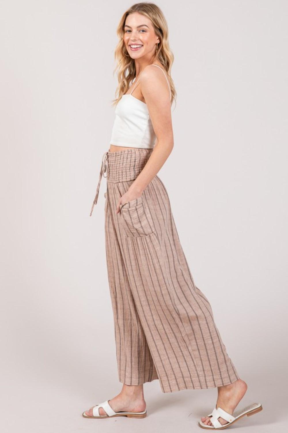 SAGE + FIG Cotton Gauze Wash Stripe Pants Pants