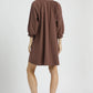 Umgee Notched Shift Dress with Trim Detail
