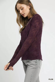 Umgee Lace Sheer Long Sleeve Top | Tops Daverri Fashions