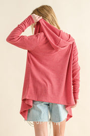 And The Why Full Size Thermal Hooded Open Front Cardigan with Pockets | Cardigans Daverri Fashions