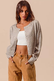 SO ME Two Tone Leopard Vintage Print Button Up Cardigan | Cardigans Daverri Fashions