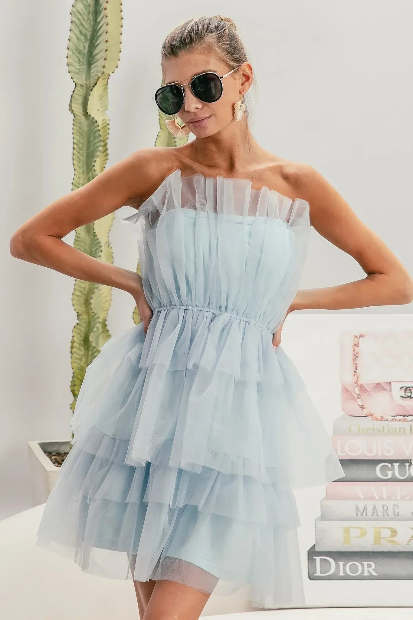 BiBi Sleeveless Layered Organza Dress - DAVERRI FASHIONS