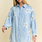 Davi & Dani Lightweight Washed Daisy Patch Waffle Knit Shirt Shirts