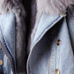 Full Size Faux Fur Collar Denim Jacket Plus Size - DAVERRI FASHIONS