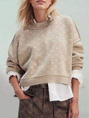 Slit Round Neck Long Sleeve Sweater | Sweaters Daverri Fashions