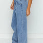 Mid Rise Asymmetrical Waist Wide Leg Jeans - DAVERRI FASHIONS