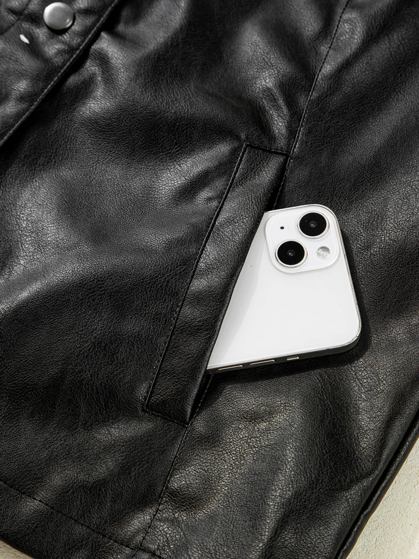 Faux Leather Buttoned Front Boxy Jacket | Jackets Daverri Fashions