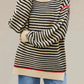 Slit Striped Oversized Sweater - DAVERRI FASHIONS