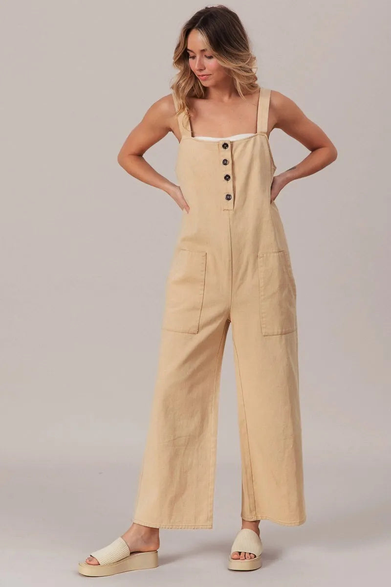 BiBi Washed Denim Buttoned Overall Jumpsuit Jumpsuits