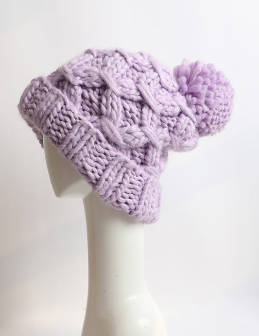 Oversized Chunky Knit Pom Beanie | Daverri Fashions