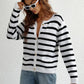 Striped Button Front Cardigan - DAVERRI FASHIONS