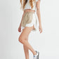 MABLE Drawstring Waist Contrast Trim Detail Shorts Shorts
