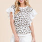 Lime 'N' Chili Ribbed Leopard Print Ruffle Detail Sleeveless Top