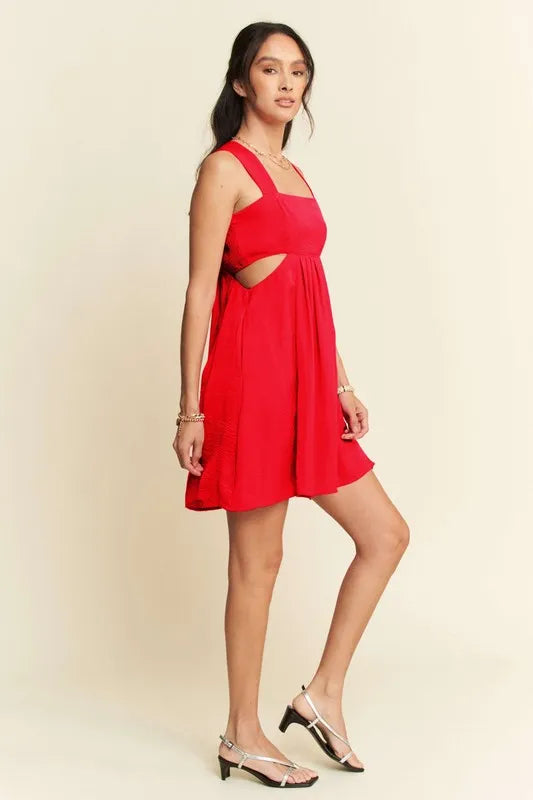 Davi & Dani Washed Satin Cutout Skirt Bandeau Mini Dress | Mini Dresses Daverri Fashions