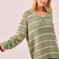 BiBi Striped Long Sleeve Sweater - DAVERRI FASHIONS