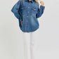 RISEN Full Size Snap Down Long Sleeve Denim Shacket Shackets