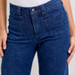 Dark blue Judy Blue high-waisted retro wide jeans with patch pockets