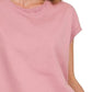 Zenana French Terry Round Neck Cap Sleeve T-Shirt