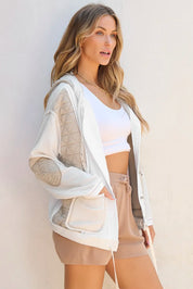 Drawstring Color Block Long Sleeve Jacket | Jackets Daverri Fashions