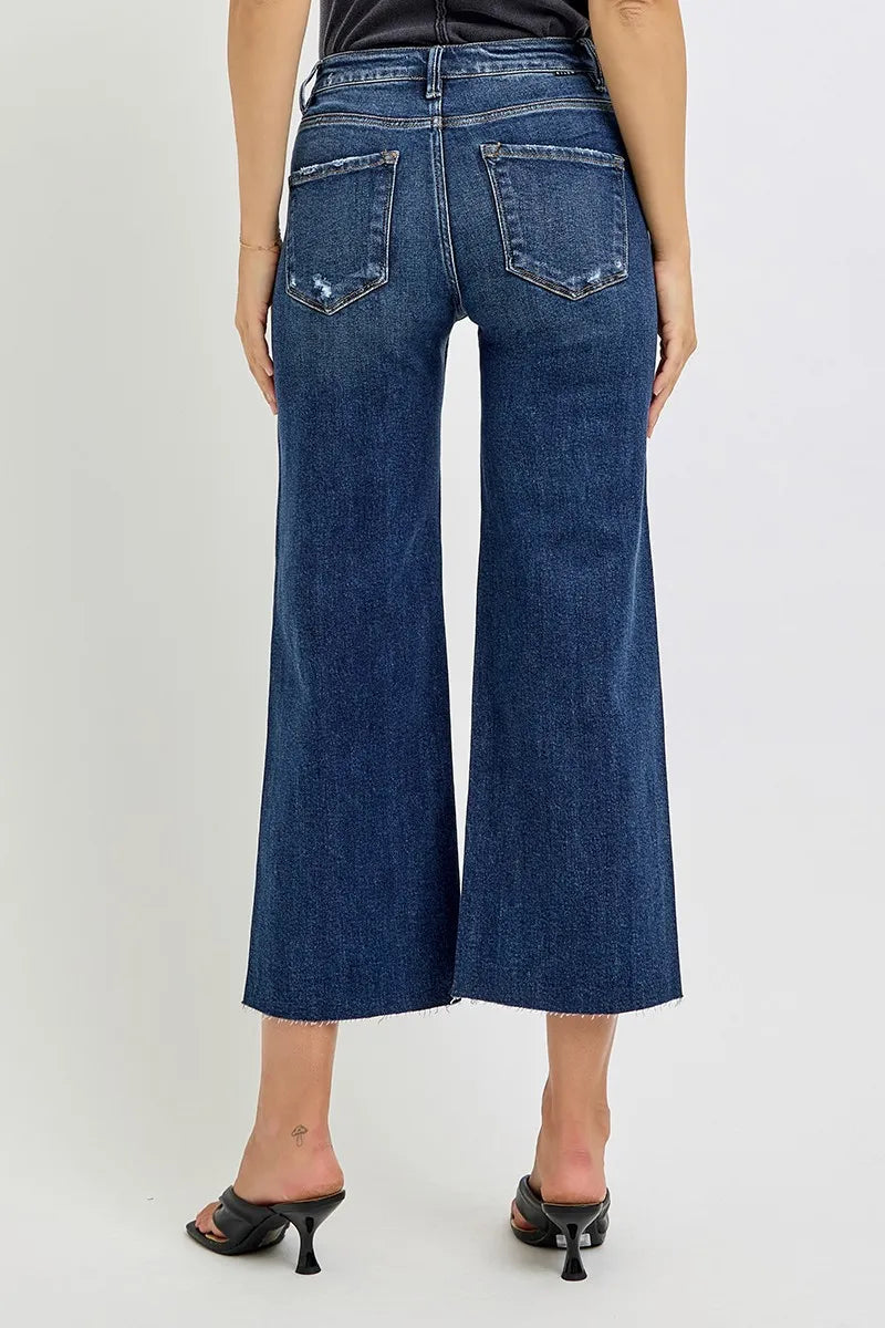 RISEN Full Size High Rise Crop Wide Button Up Jeans Plus Size Jeans