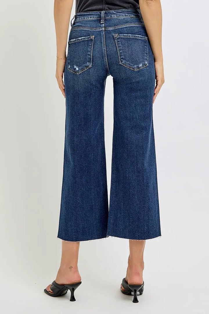RISEN Full Size High Rise Crop Wide Button Up Jeans Plus Size Jeans