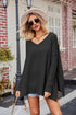 Black V-Neck Slit Exposed Seam Sweater with Oversized Relaxed Fit