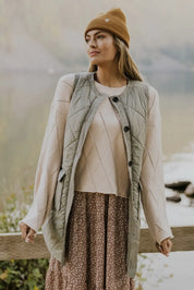 Button Up Pocketed Vest Coat | Vest Jackets Daverri Fashions