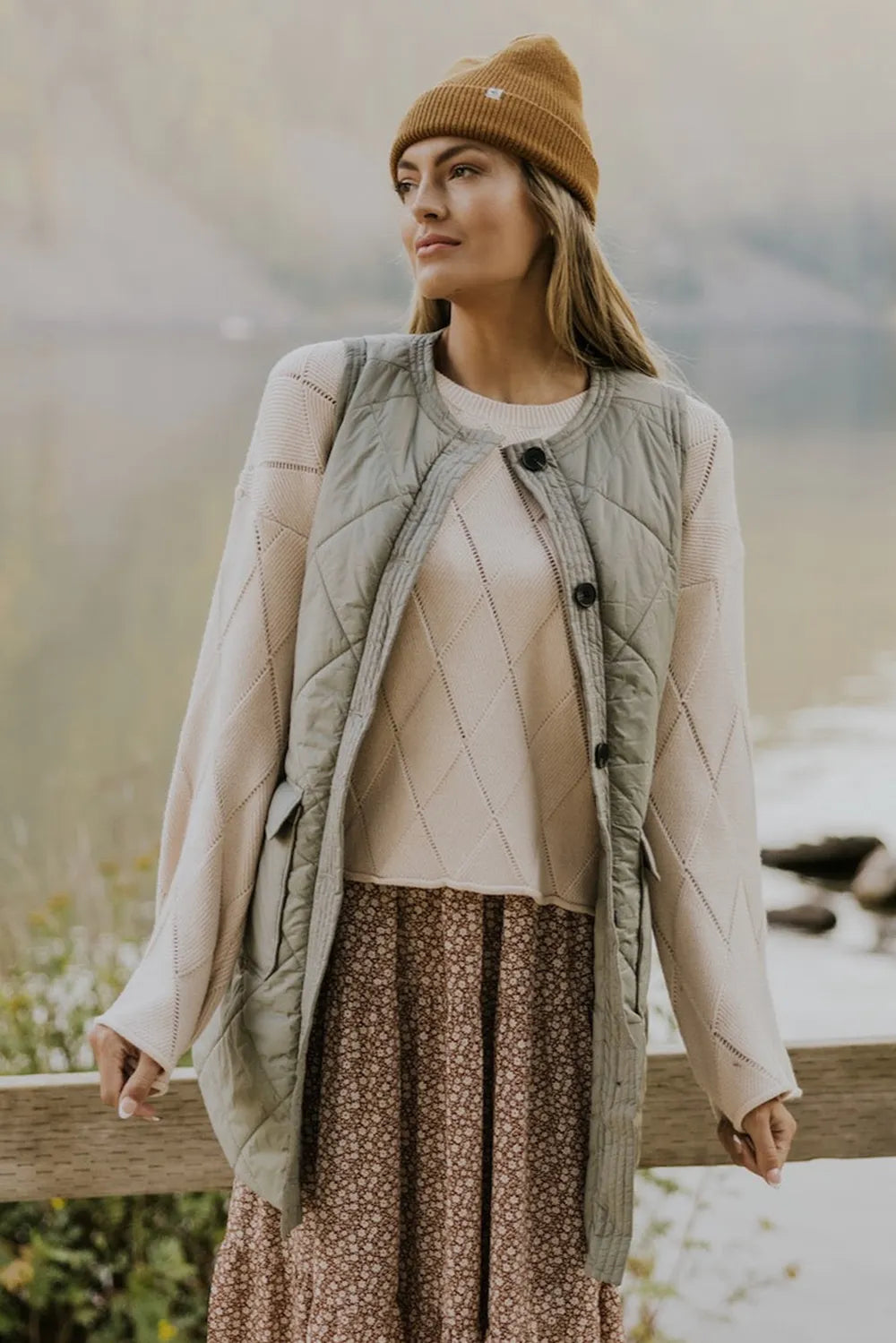 Button Up Pocketed Vest Coat | Vest Jackets Daverri Fashions