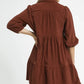 Umgee Tiered Corduroy Mini Dress with Balloon Sleeves - DAVERRI FASHIONS