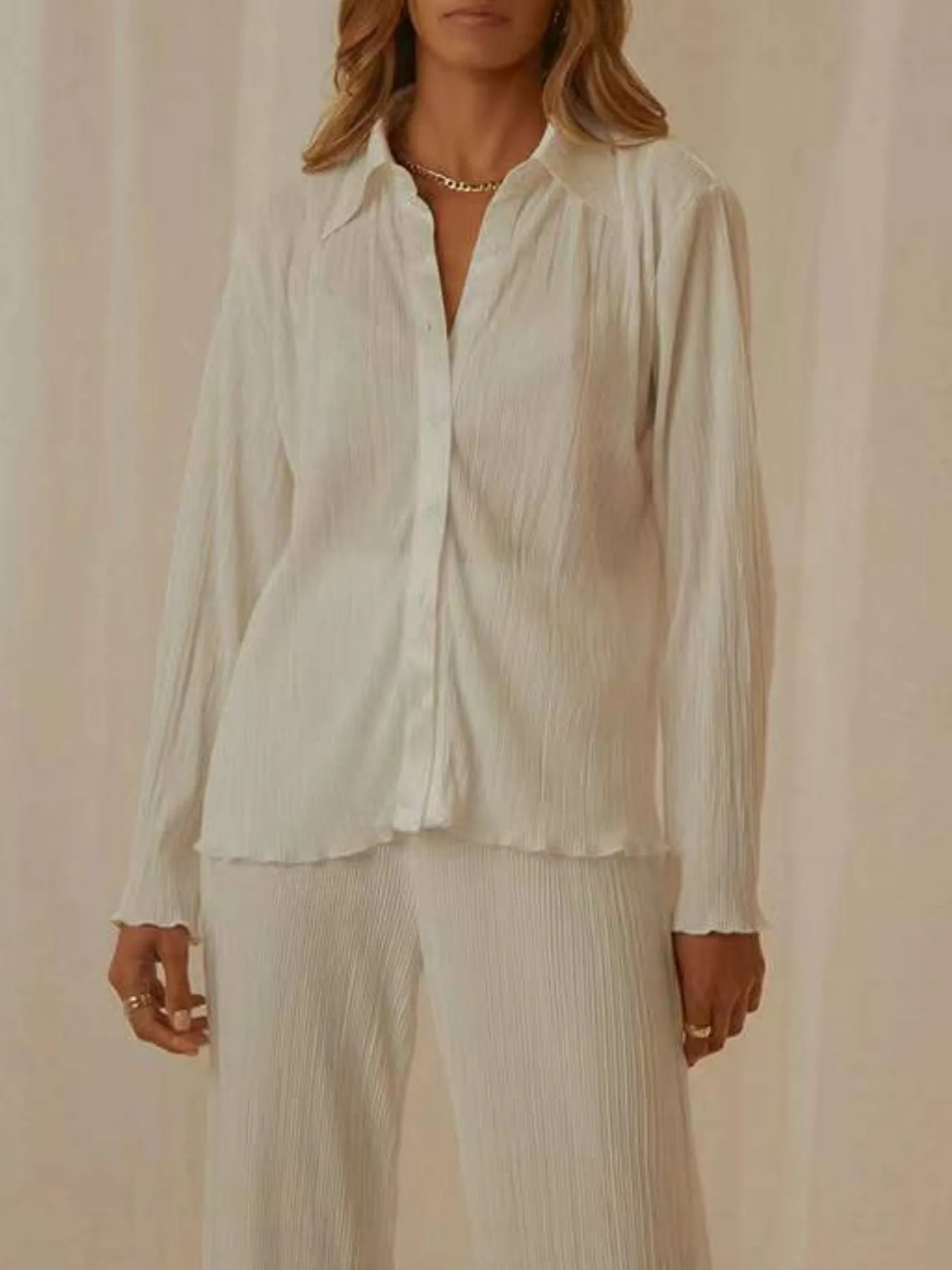 Button Up Long Sleeve Top and Pants Set | Loungewear Sets Daverri Fashions