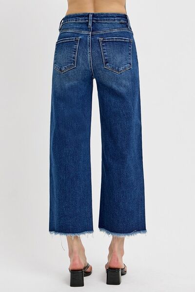 RISEN Raw Hem Wide Leg Attached Buckle Jeans Jeans