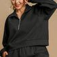 Umgee Full Size Half Zip Cropped Sweatshirt Plus Size