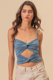 BiBi Rayon Span Jersey Knit Double Twist Front Cami Top | Cami Tops Daverri Fashions