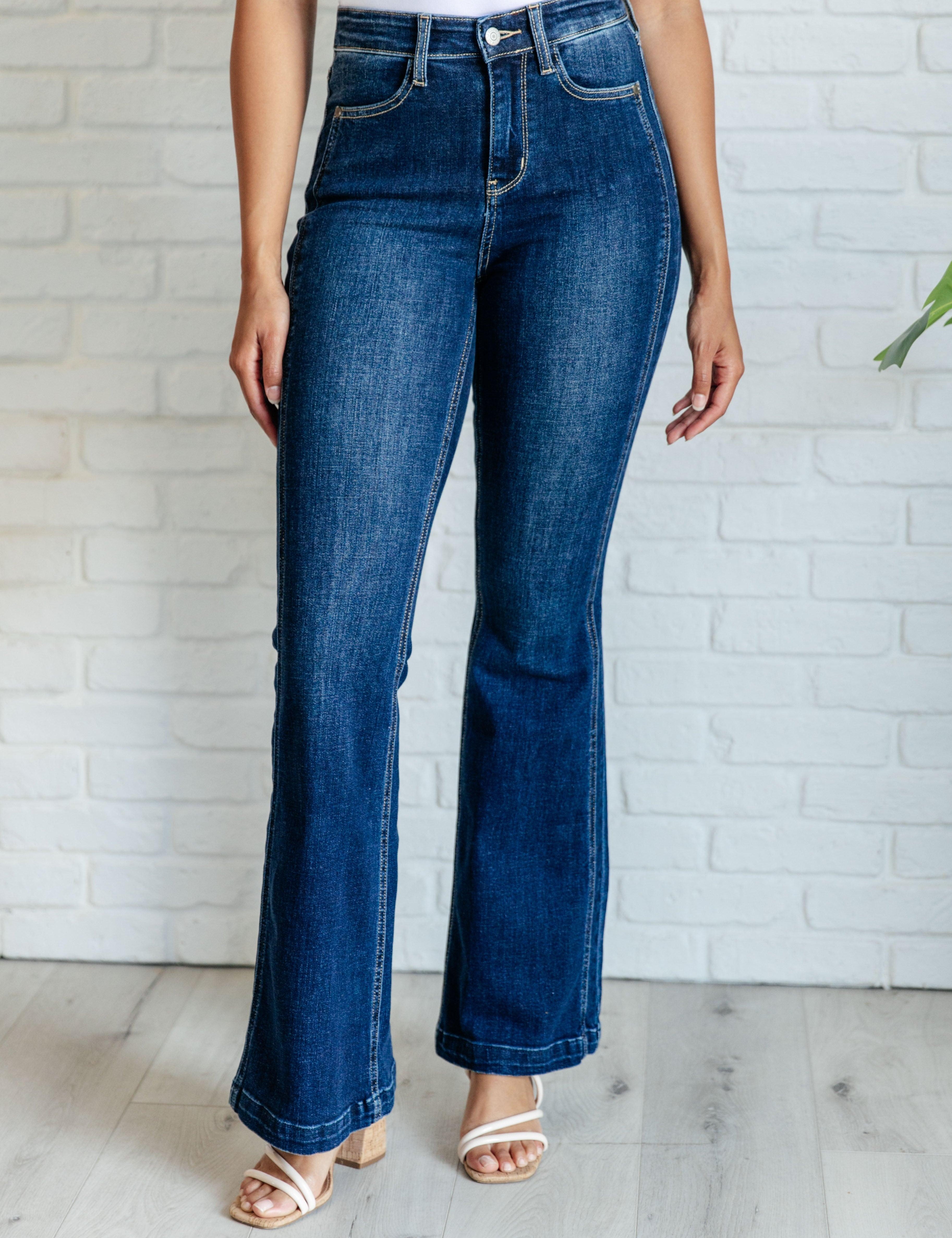 Mavis High Rise Side Seam Detail Flare Jeans Bottoms