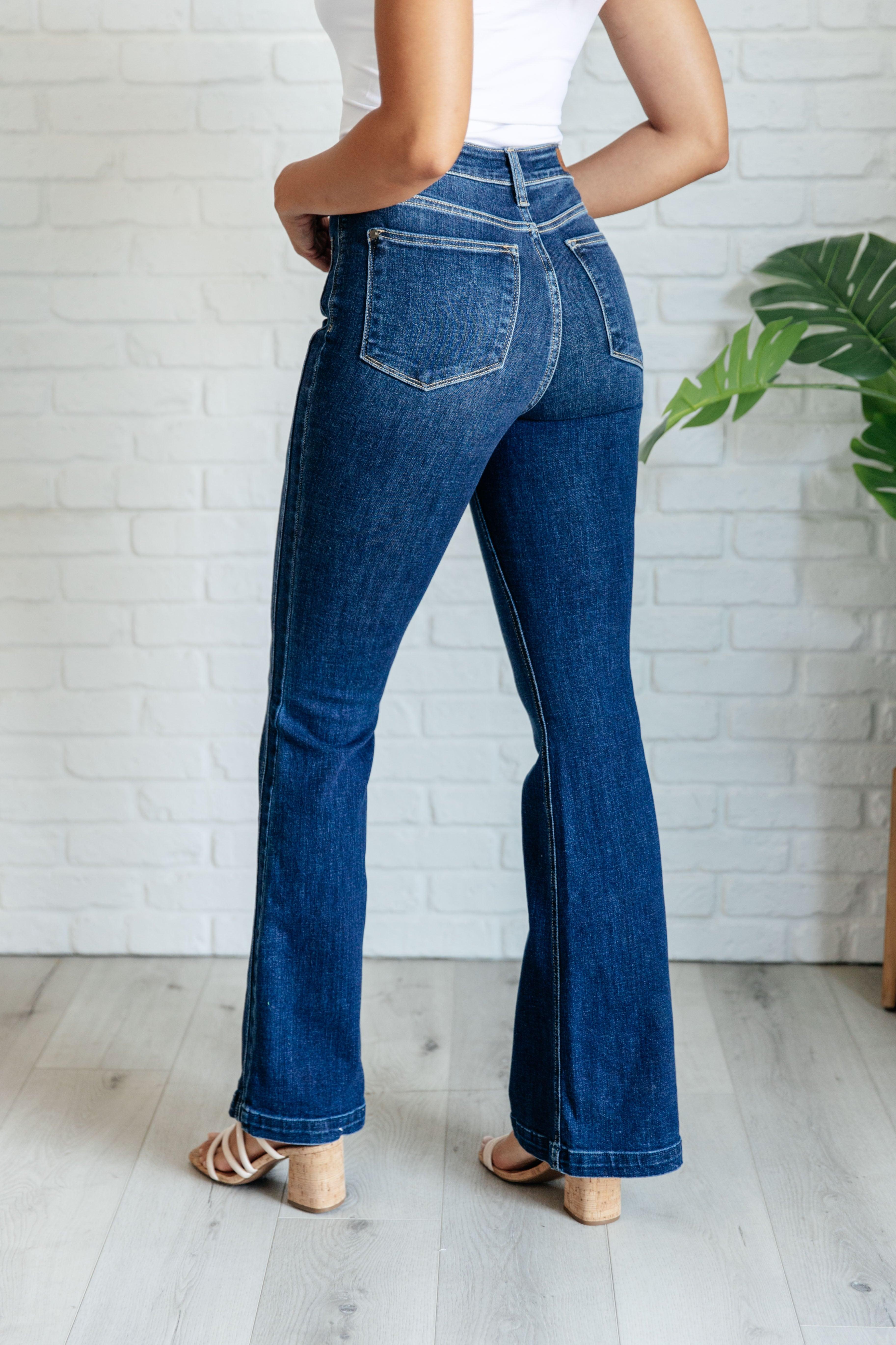 Mavis High Rise Side Seam Detail Flare Jeans Bottoms