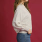 Umgee Linen Long Sleeves Elastic Hem Blouse - DAVERRI FASHIONS