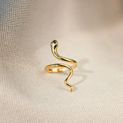 Gold 7 Snake Shape 18K Gold-Plated Bypass Ring | Rings Daverri Fashions