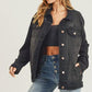 RISEN Full Size Distressed Long Sleeve Denim Jacket - DAVERRI FASHIONS