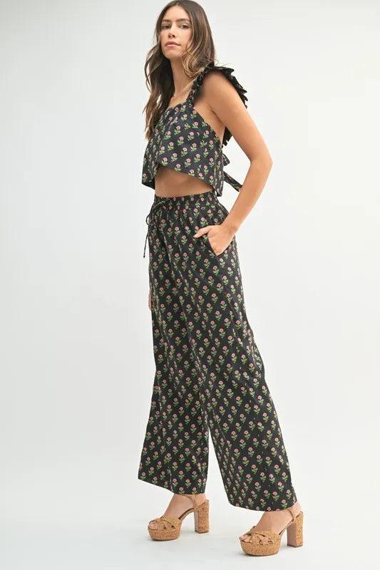 MABLE Floral Print Ruffle Top and Pants Set | Outfit Sets Daverri Fashions
