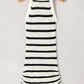 Daverri black white striped sleeveless sweater dress with drawstring hem
