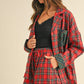 Annie Wear Contrast Plaid Long Sleeve Top and Shorts Set Short Sets