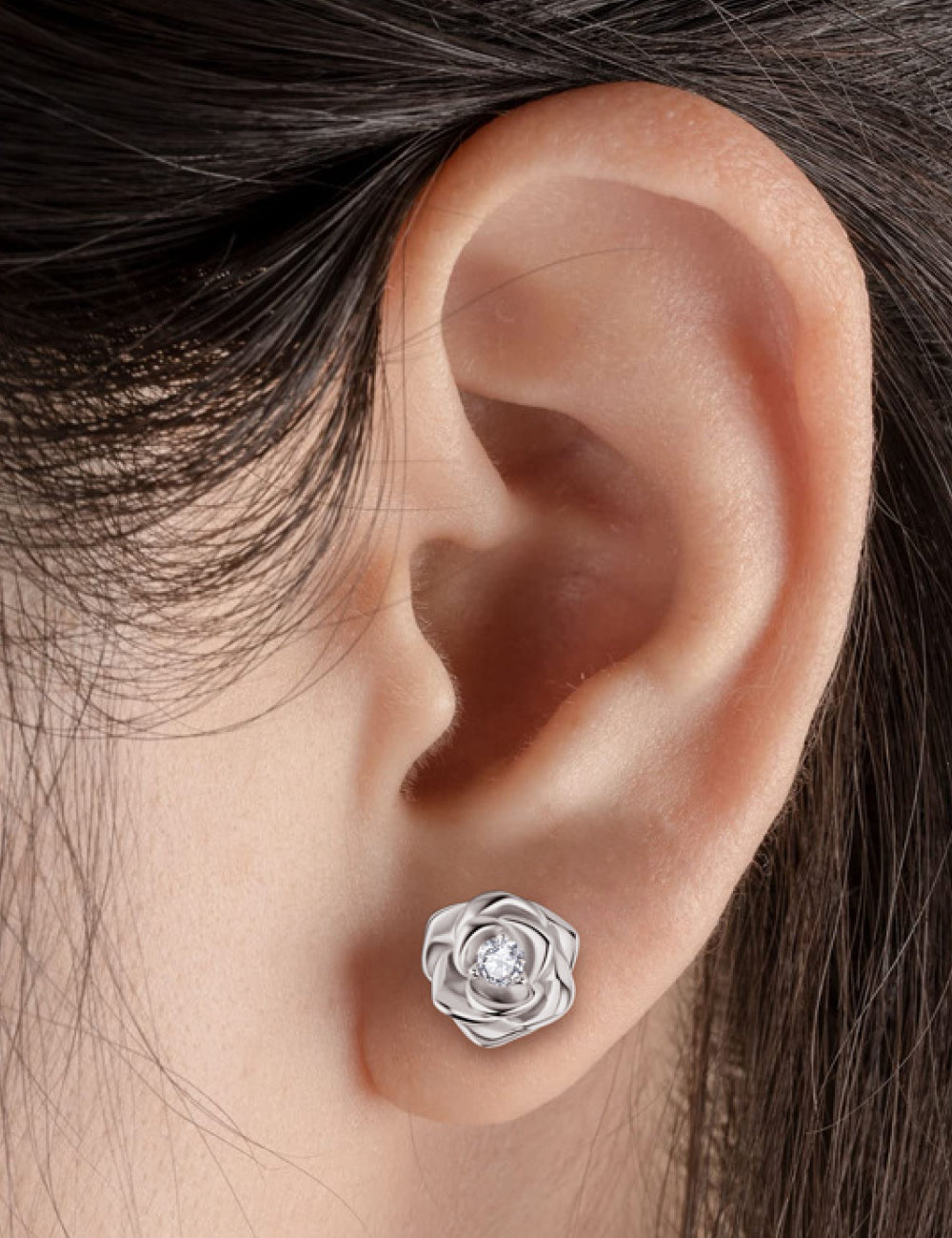 Adored Moissanite Flower 925 Sterling Silver Earrings | Silver Earrings Daverri Fashions