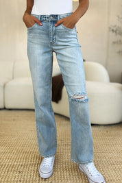 Light Judy Blue Full Size High Waist Distressed Straight Jeans | Jeans Daverri Fashions