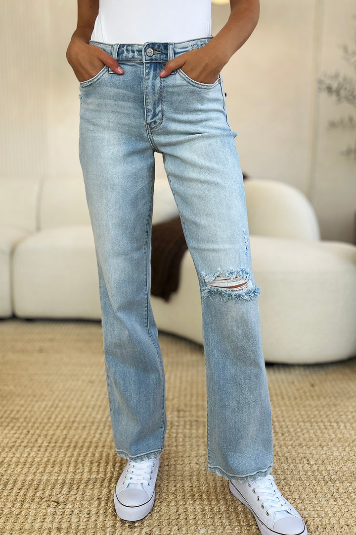 Judy Blue Full Size High Waist Distressed Straight Jeans Jeans