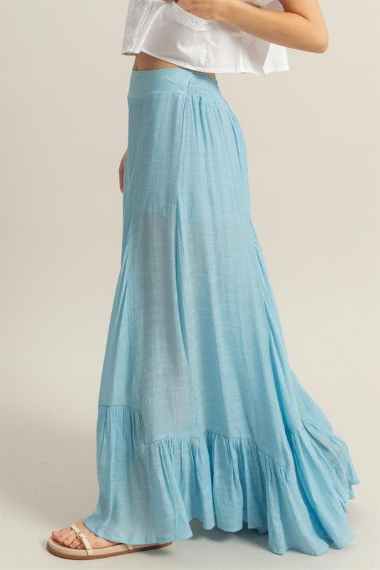 HYFVE High-Waist Ruffle Flared Wide Leg Pants | Daverri Fashions