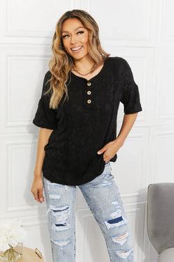 BOMBOM At The Fair Animal Textured Top in Black - DAVERRI FASHIONS