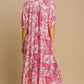 Umgee Full Size Ruffled Hem Floral Paisley Print Half Sleeve Midi Dress Plus Size